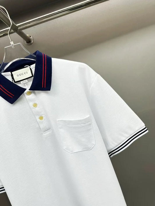 GUCCI || Cotton Piquet Polo With Web Collar In Ivory- FASHION MYST