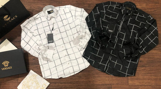 VERSACE || Men Regular Fit Checkered Casual Shirt- FASHION MYST