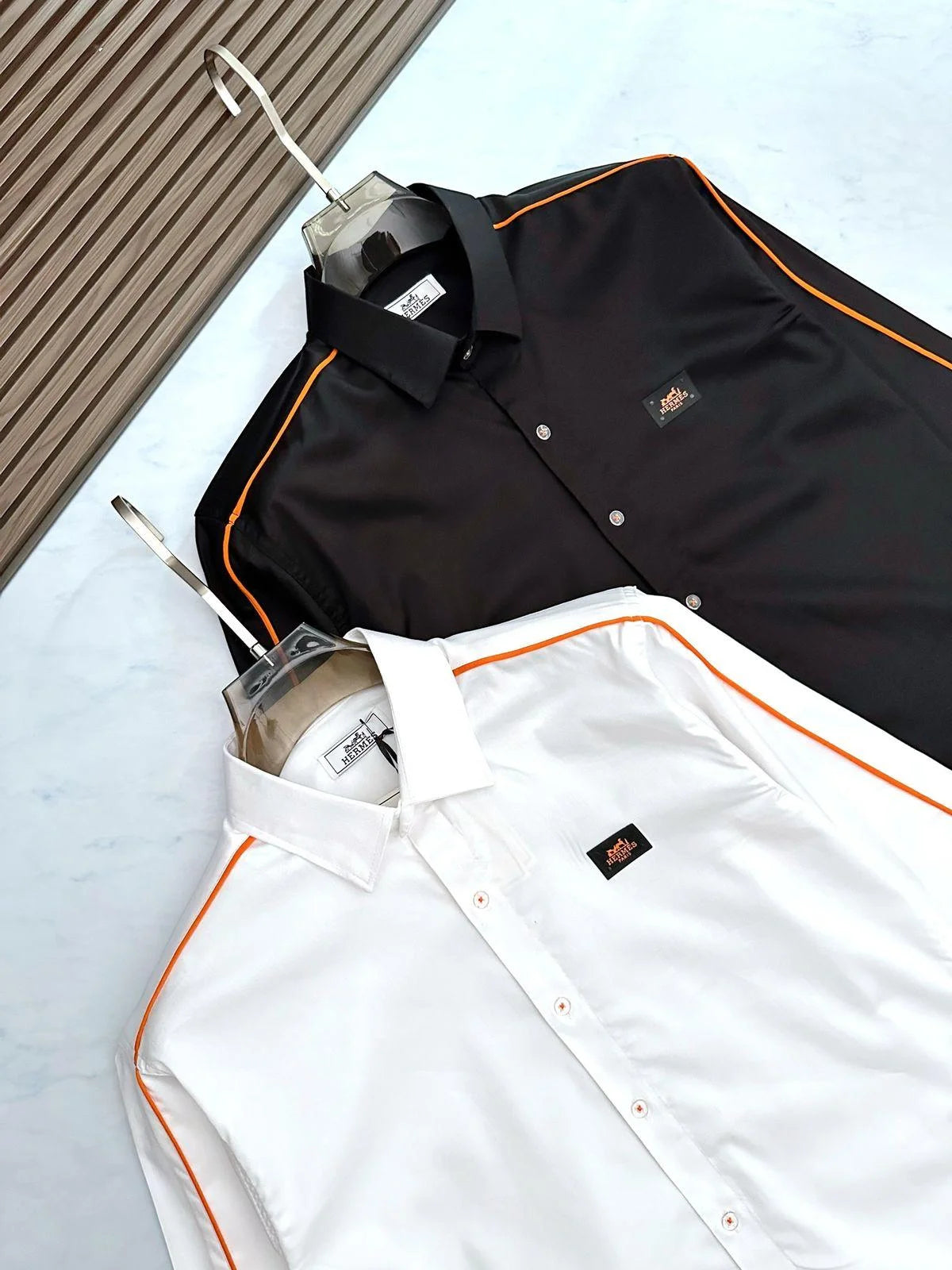 HERMES || Pure Cotton Satin Slim Fit Striped Casual Shirt- FASHION MYST