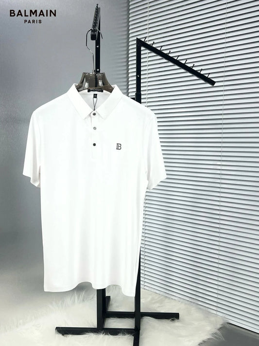 BALMAIN || B Logo Trendy Collar T-Shirt For Men- FASHION MYST