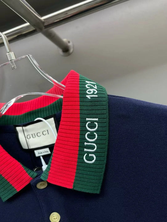 GUCCI || Cotton Piquet Polo With Web Collar- FASHION MYST