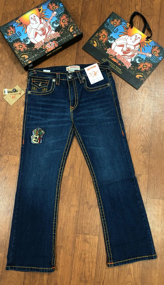 TRUE RELIGION || Rope Stitch Joey Flare Fit Mid Rise Washed Jeans- FASHION MYST