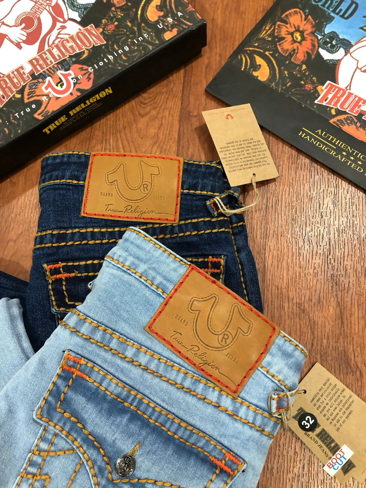 TRUE RELIGION || Rope Stitch Joey Flare Fit Mid Rise Washed Jeans- FASHION MYST