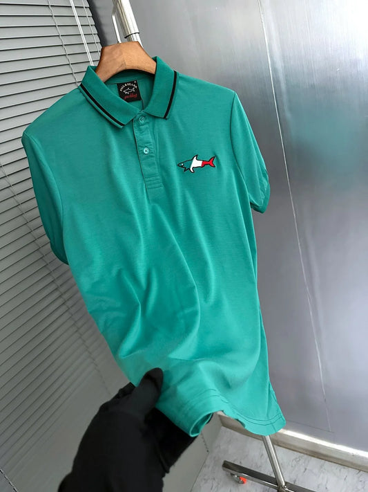 PAUL & SHARK || Organic Piquet Cotton Regular Fit Solid Polo T-Shirt- FASHION MYST