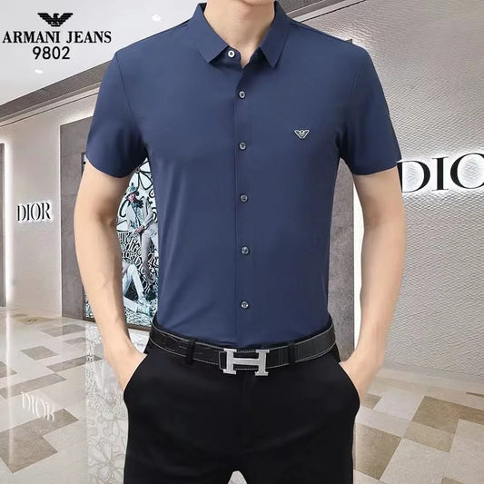 GIO*GIO AR*ANI || Silk Button Up Polo Shirts For Men Anti-Wrinkle- FASHION MYST