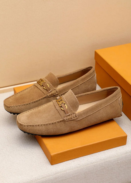 TOD'S || Suede Loafers with Gold Chain Accent – Luxury Men's Driving Shoes