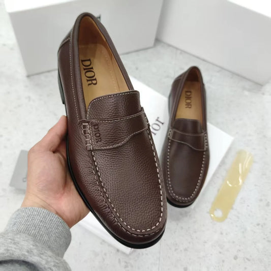 CHRISTIAN DIOR || Dior Granville Loafer Brown Grained Calfskin