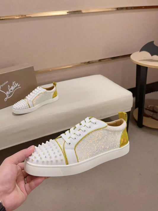 CHRISTIAN LOUBOUTIN || White Leather Veira Spikes Sneakers