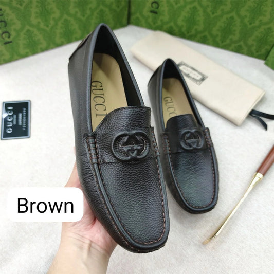 GUCCI || GG Interlocking Men's Loafer Brown Driver moccasins Shoes