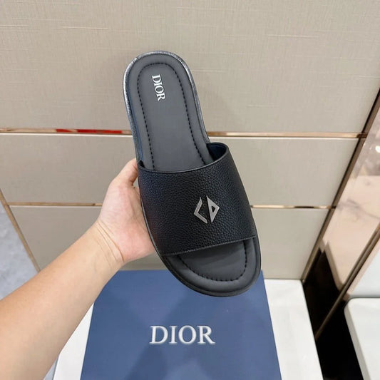 CHRISTIAN DIOR || Dior Black Leather Slides – Stylish Everyday Luxury