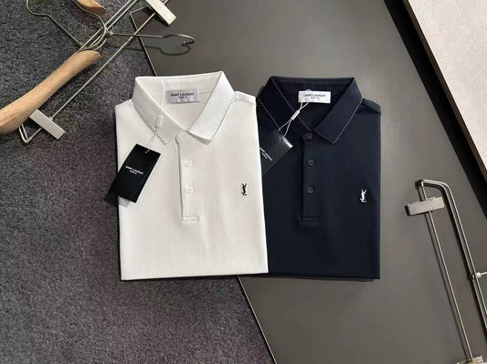 SAINT LAURENT || YSL Logo Trending Men Summer Casual T-Shirt