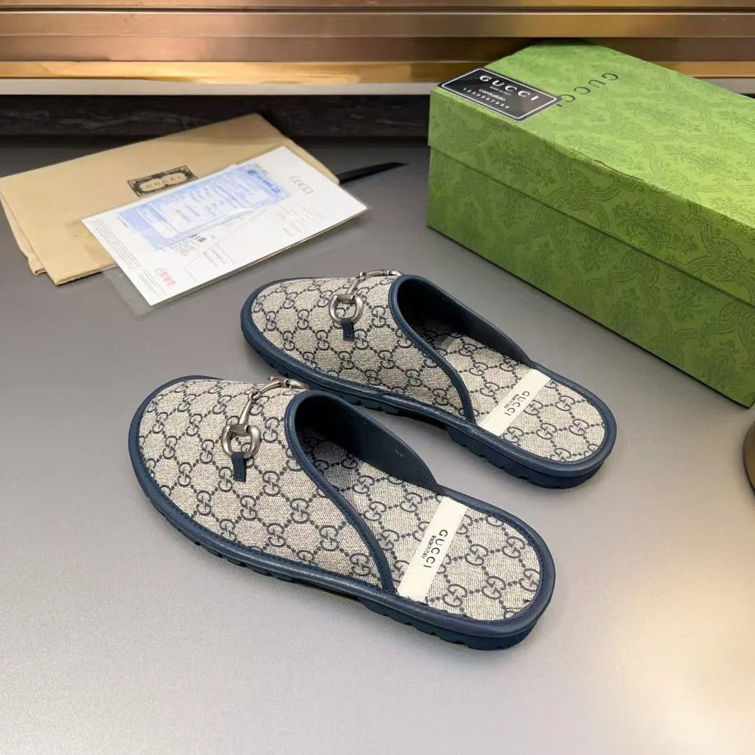 GUCCI || Men's GG Slipper With Horsebit Blue/Beige – FASHION MYST