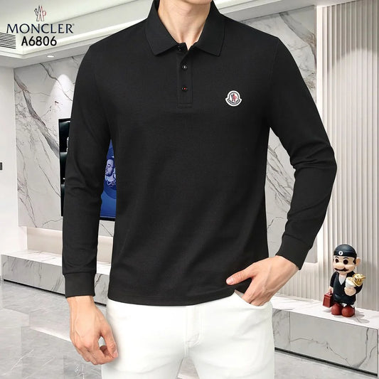 MONCLER || Long Sleeve Polo T Shirt– Minimalist Luxury For The Modern Man