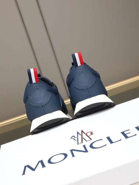MONCLER || Ariel Mesh & Leather Low-Top Sneakers In Horace Navy
