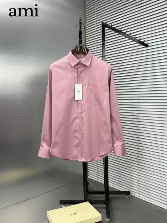 AMI PARIS || Men's Button-Down Shirt with Small A Heart Logo