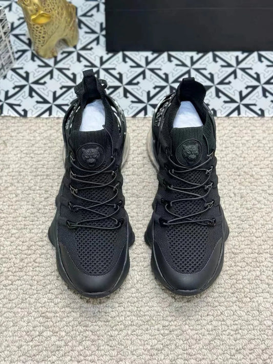 PHILIPP PLEIN || "Tiger Attack" Sneakers – Triple Black Performance Runner Plein Sport- FASHION MYST