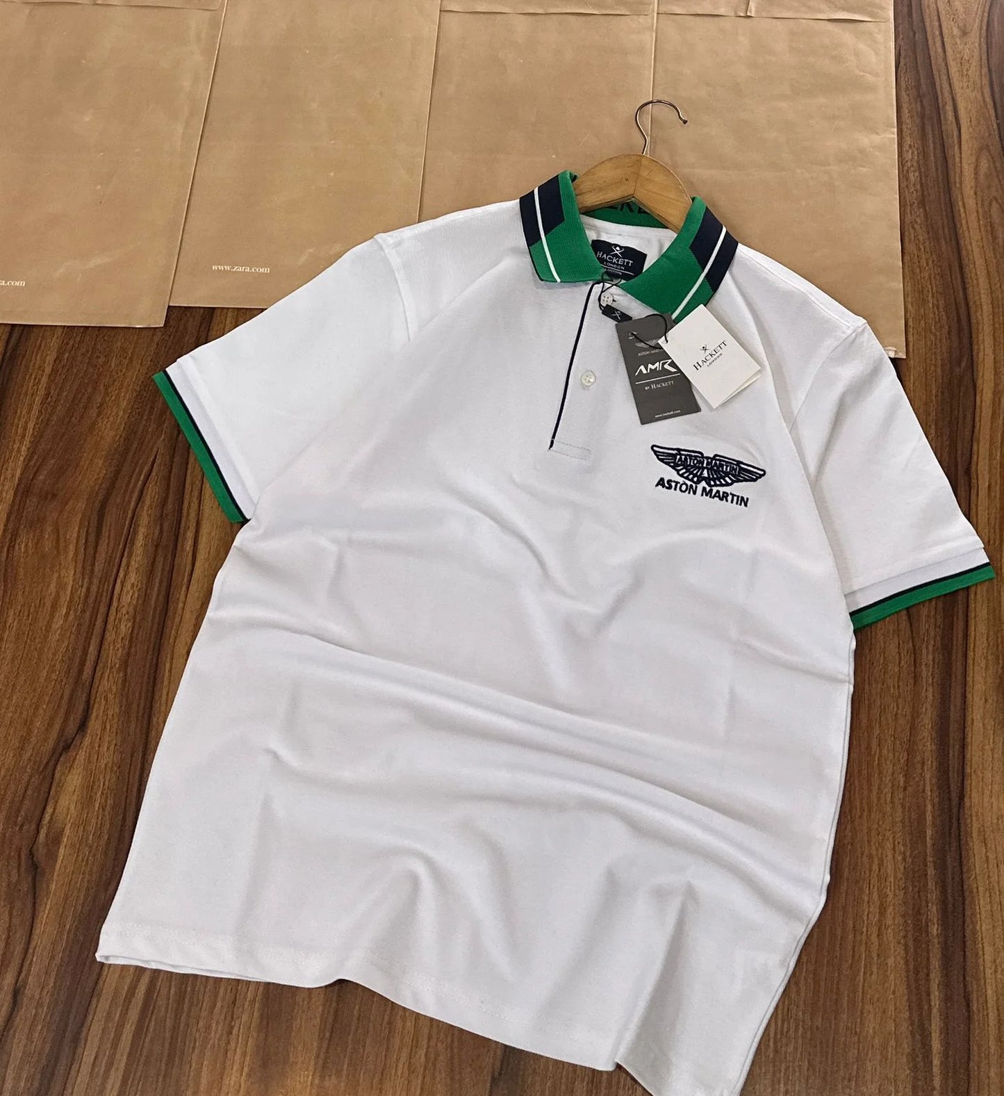 Hackett London x Aston Martin Racing (AMR) Men’s Contrast Collar Polo T-Shirt