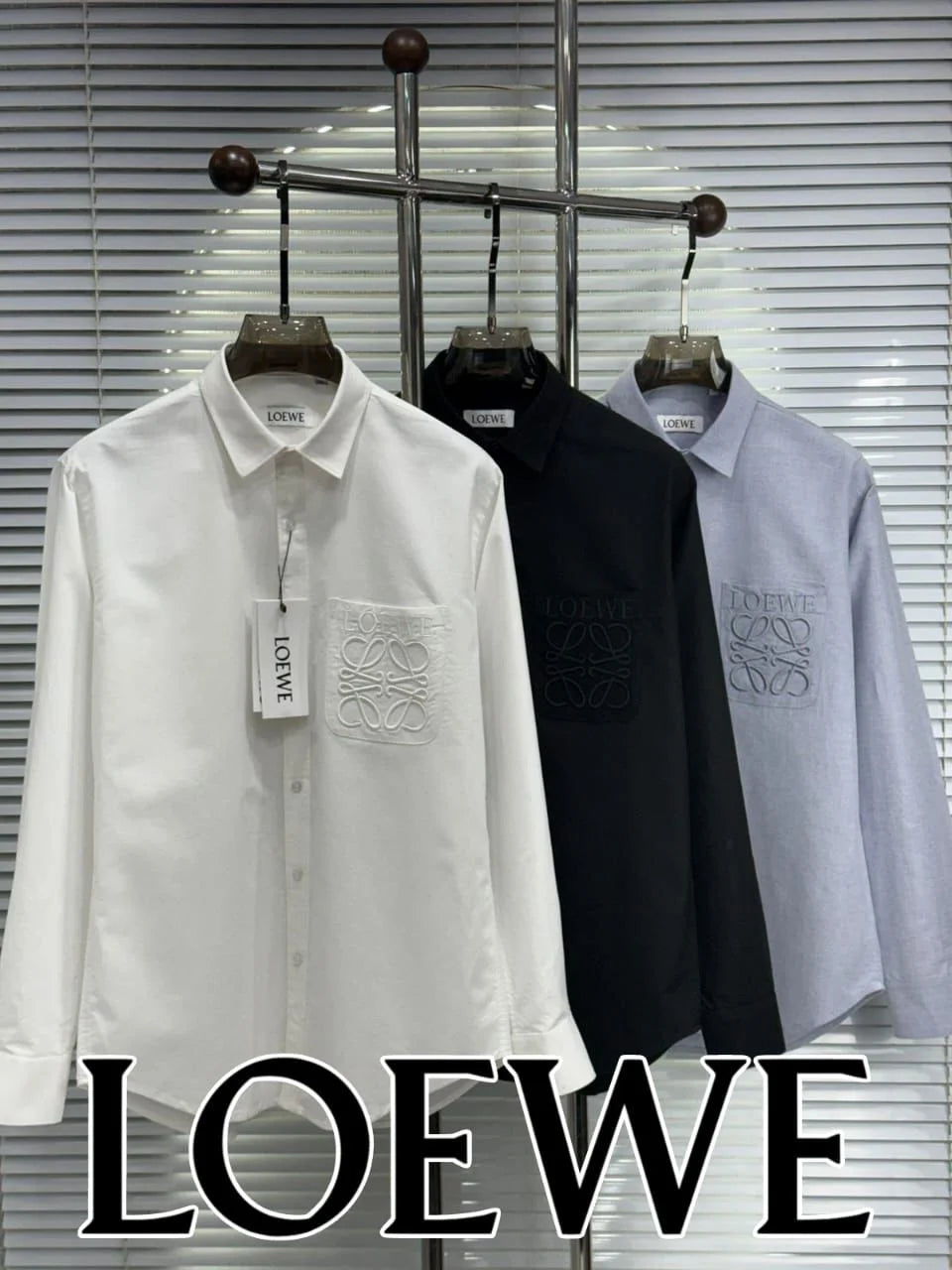LOEWE || Men’s Anagram Embroidered Patch Pocket Button-Down Shirt