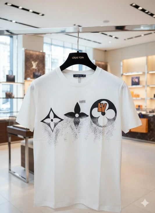 LOUIS VUITTON || Monogram Gradient Pointillism T-Shirt – White Luxury Cotton Tee