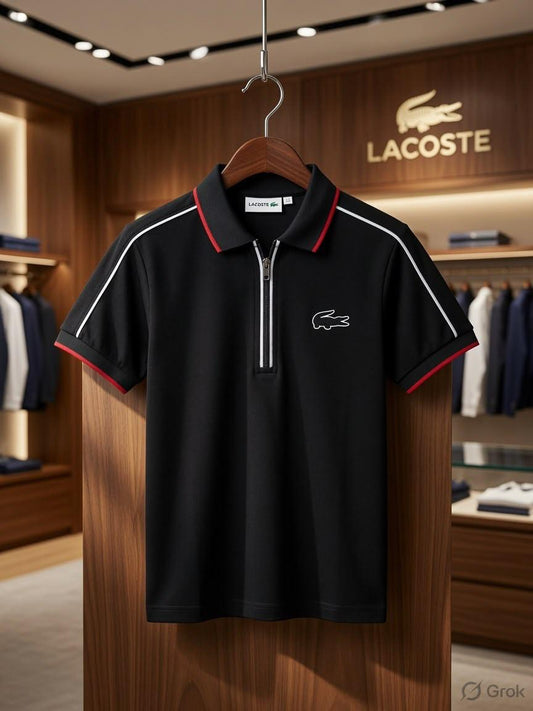 Lacoste Kids black premium Power Lycra polo T-shirt for boys