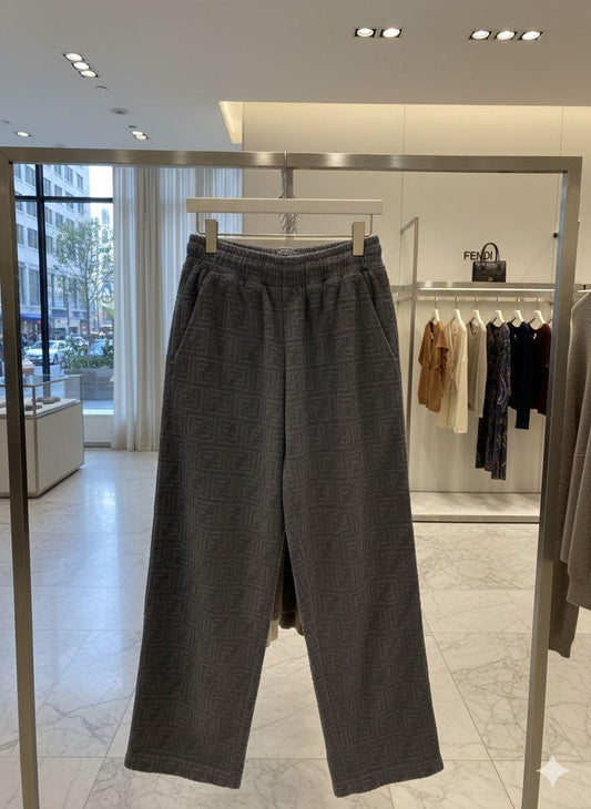 Fendi grey self-embossed logo women's track pants
