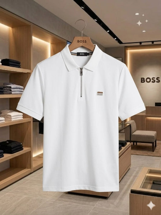 BOSS white men's polo t shirt premium men's polo shirt