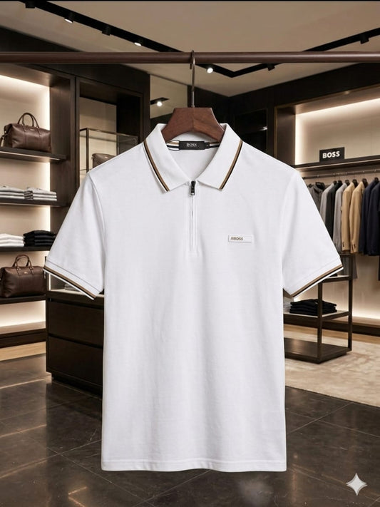 BOSS white men's polo t shirt premium men's polo shirt