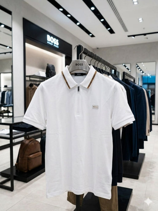 BOSS white men's polo t shirt premium men's polo shirt