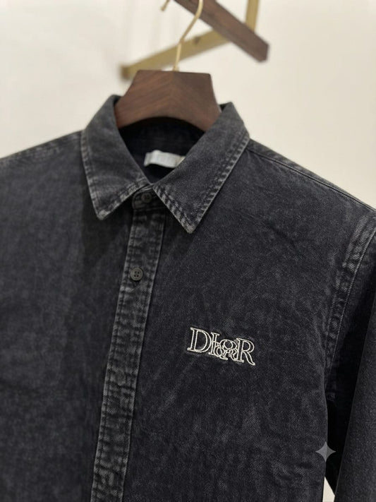 Premium Dior black full sleeve cotton shirt with authentic accessories