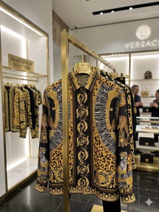 Versace black animal print shirt for men