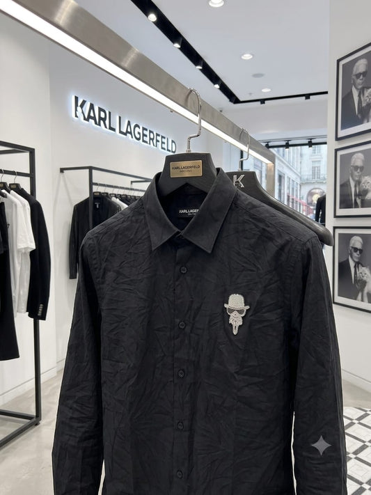 KARL 2026 premium black cotton shirt regular fit front view
