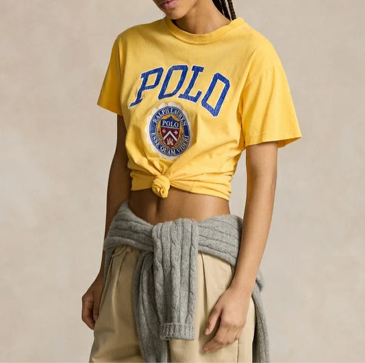 POLO RALPH LAUREN || Logo Crest Cotton Jersey T-Shirt For Women- FASHION MYST