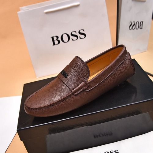 BOSS || Men's Noel Nappa-Leather Driving Moccasins With Metal Logo - Brown