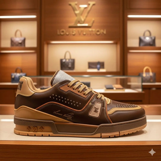 LOUIS VUITTON || LV Trainer Low-Top Sneakers – Brown & Tan Leather Edition - FASHION MYST