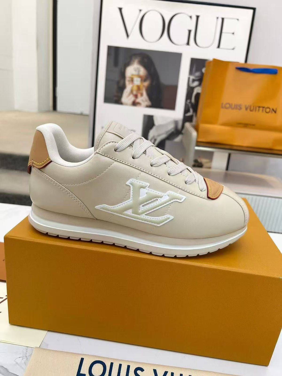 LOUIS VUITTON X TYLER || The Creator "Nairu" Sneakers – Beige & Ochre Monogram Runner