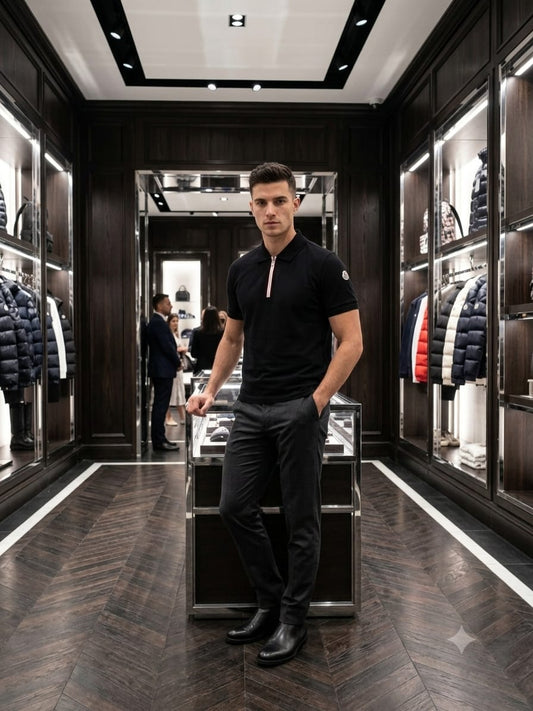 Loro Piana black stitchless polo t-shirt for men in premium Japanese fabric