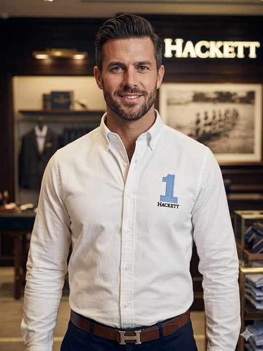 Hackett London white premium cotton regular fit shirt for men