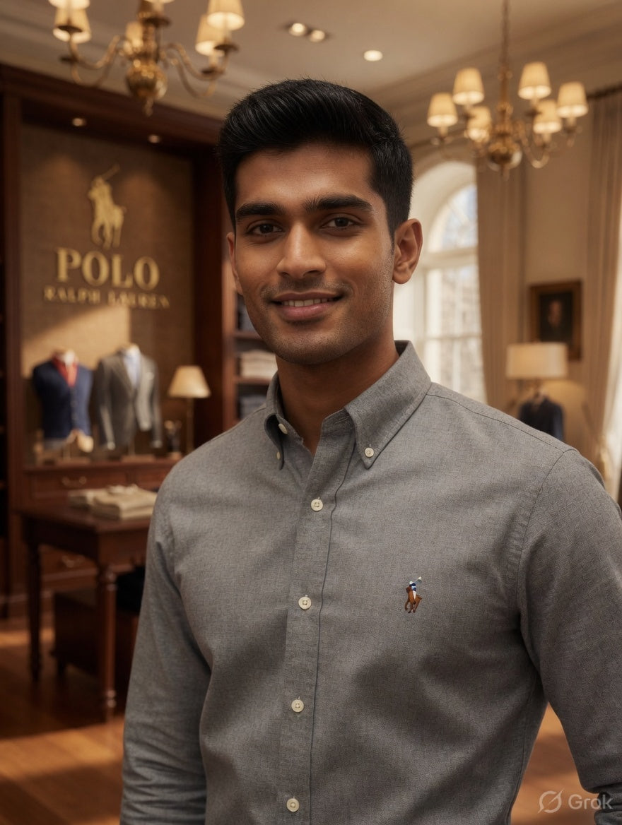 Luxury-inspired Ralph Lauren dark grey Oxford shirt
