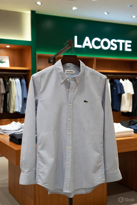 Lacoste men's soft lavender cotton Oxford regular fit shirt