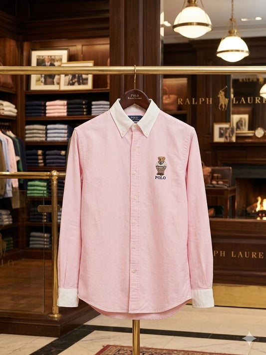 Ralph Lauren men's pink 2-ply Oxford cotton regular fit shirt