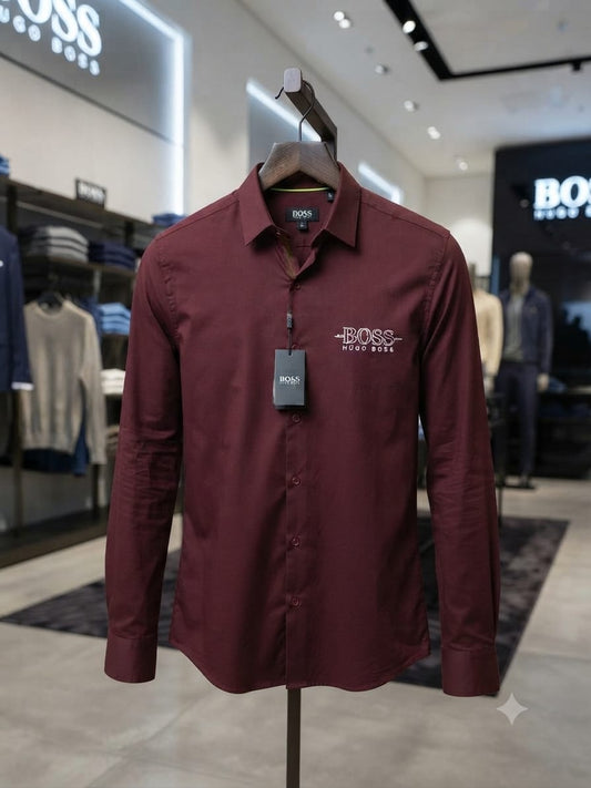 BOSS wine designer Oxford shirt for smart casual and office wear