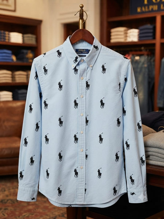 Ralph Lauren sky blue premium cotton shirt for office wear and business casual styling