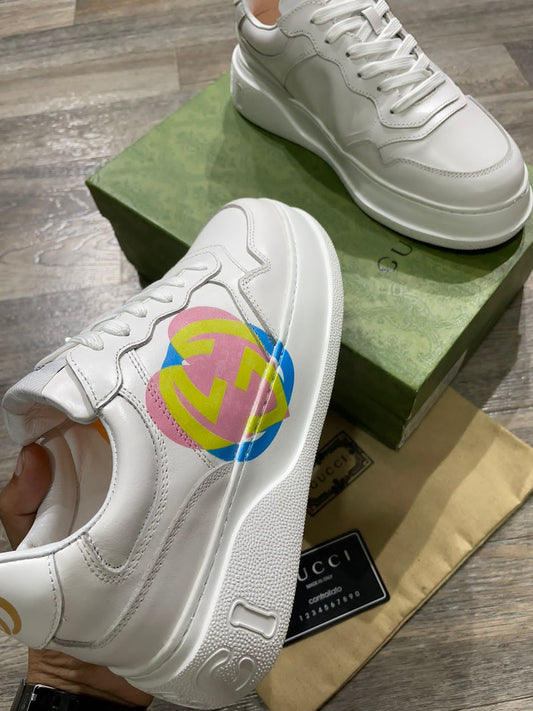 GUCCI RHYTON HEART-PRINT LEATHER TRAINERS SNEAKERS - FASHION MYST