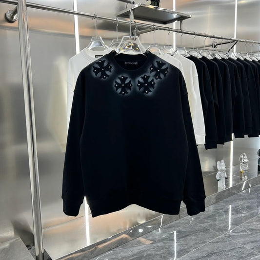 CHROME HEARTS || Black Embellished Crewneck Sweatshirt - FASHION MYST