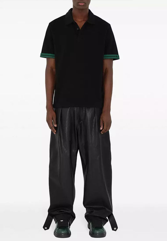 BURBERRY || Striped-Cuffs And Duck Logo Polo Tees- FASHION MYST