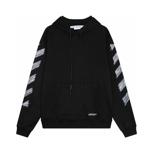 OFF-WHITE || Scribble Diag-Print Cotton Hoodie - FASHION MYST