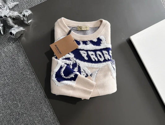 BURBERRY | Boy's EKD Wool Cashmere White Pullover- FASHION MYST