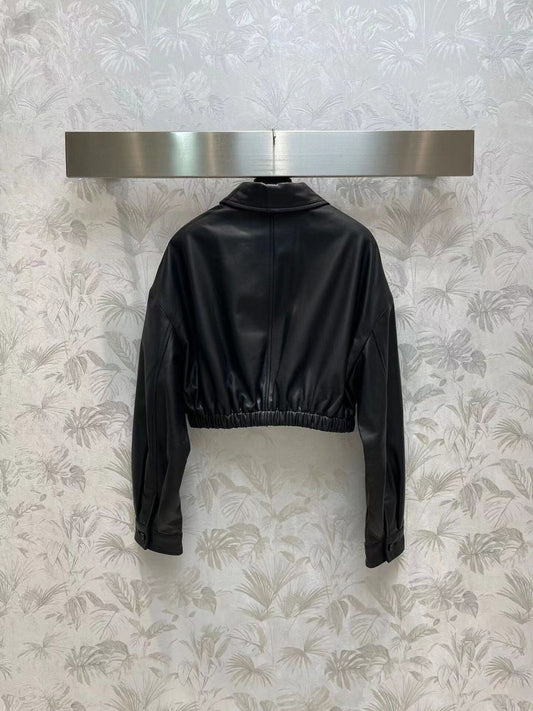 PRADA || Zip-Up Poplin Cropped Jacket For Women / Black - FASHION MYST