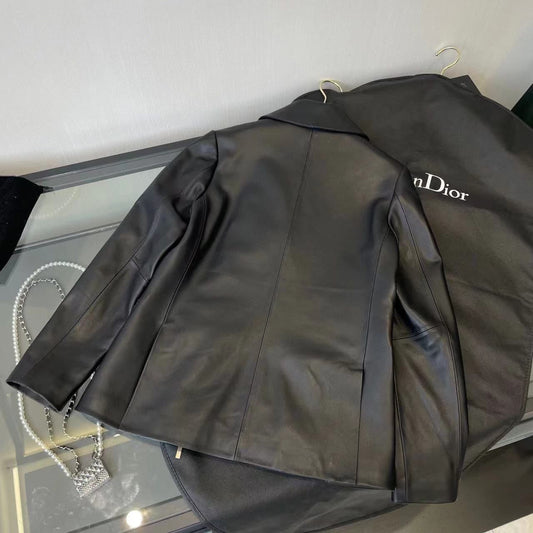 CHRISTIAN DIOR || Women Coat Style Black Leather Jacket - FASHION MYST