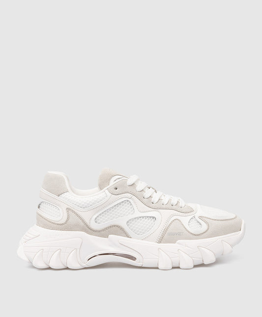 BALMAIN || B-EAST LOGO COMBO SNEAKER IN WHITE